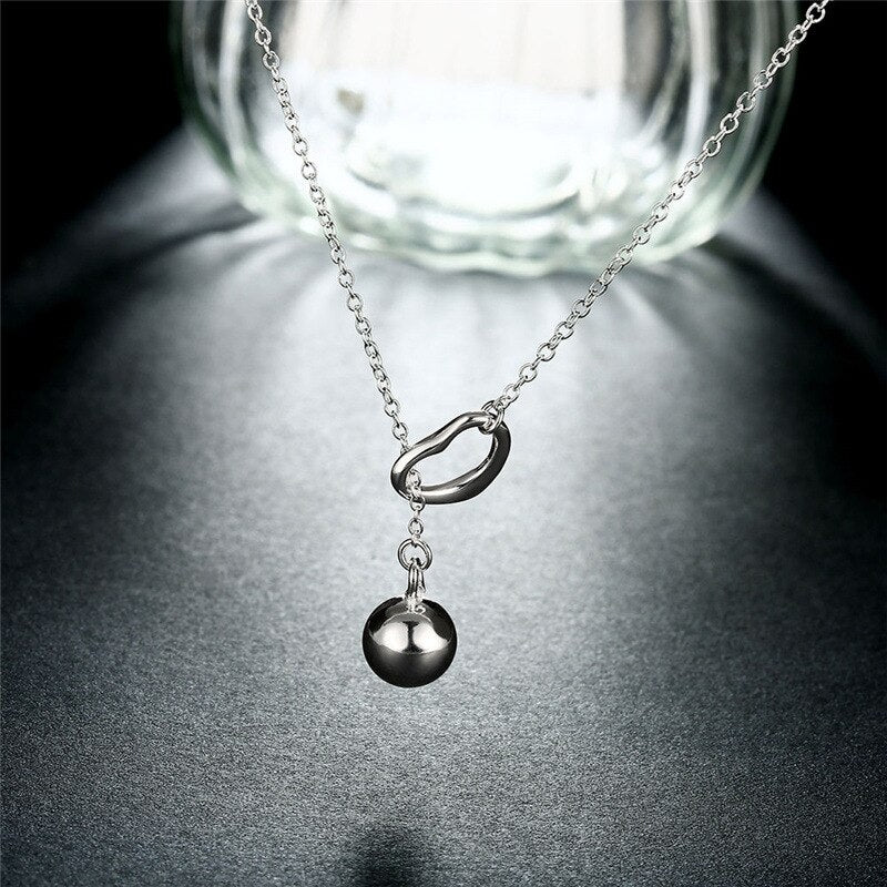 streetwear 925 Stamped Silver fine heart Solid beads Necklace for Women party wedding Jewelry Christmas Gifts