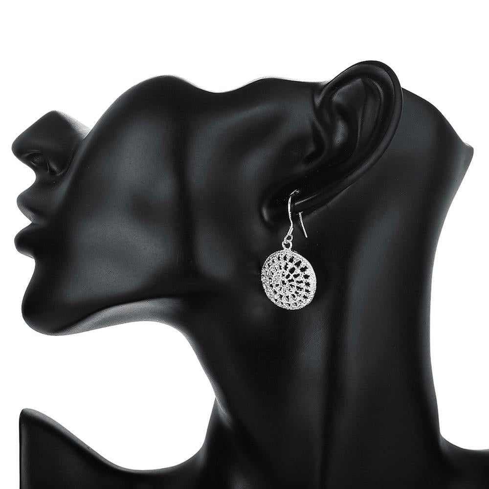 streetwear 925 Sterling Silver Simple Retro Round Jewelry set necklace earrings for women Party wedding Couple gifts
