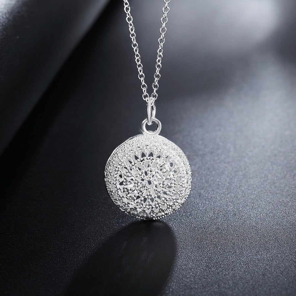 streetwear 925 Sterling Silver Simple Retro Round Jewelry set necklace earrings for women Party wedding Couple gifts
