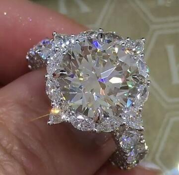 Newest Sparkling luxury Flower ring 3ct AAAAA CZ Zircon 925 Sterling silver jewelry Engagement Wedding Band Rings for women