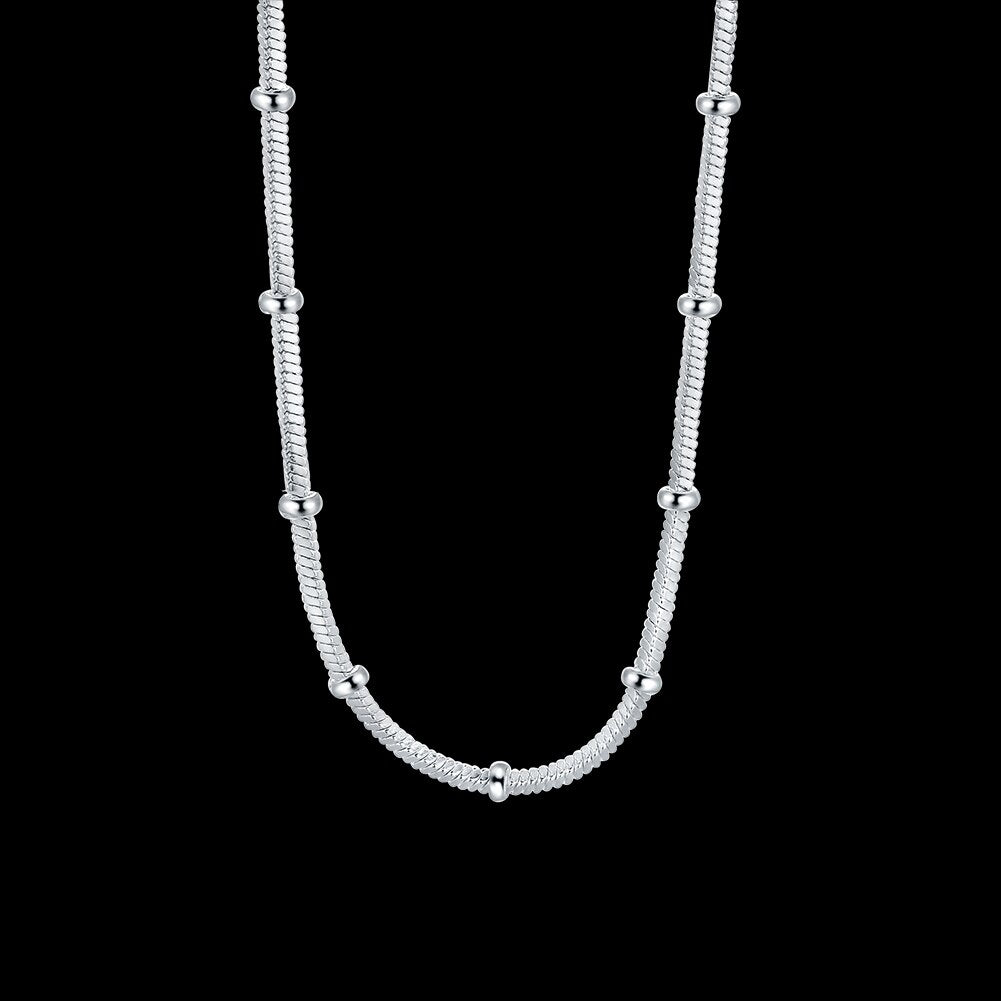 Noble 2MM snake beads chain  925 Stamped Silver Necklace For Women man trend wedding party Jewelry Holiday gifts