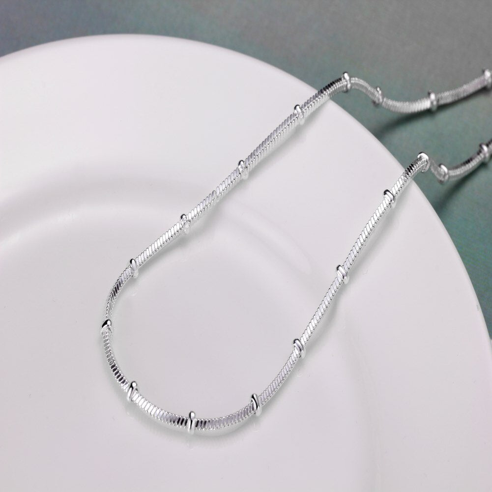 Noble 2MM snake beads chain  925 Stamped Silver Necklace For Women man trend wedding party Jewelry Holiday gifts