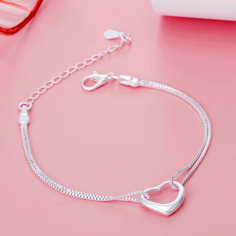 Original 925 sterling silver Pretty heart bracelets necklaces for women designer party wedding Jewelry sets holiday gift