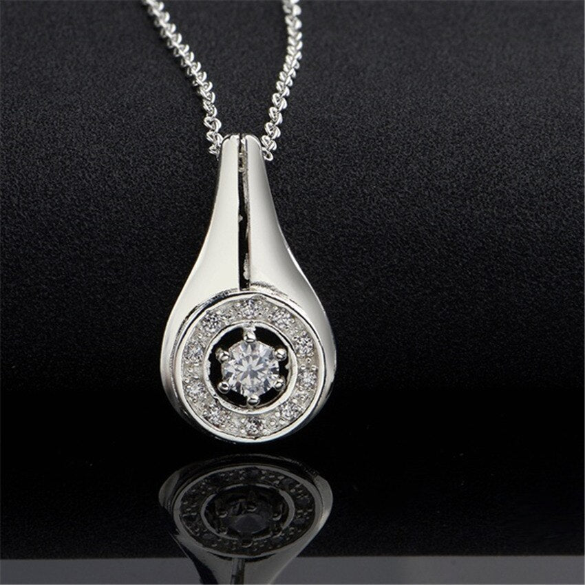 Original designer 925 Stamped silver crystal water drops pendant necklace for woman Party wedding engagement Jewelry