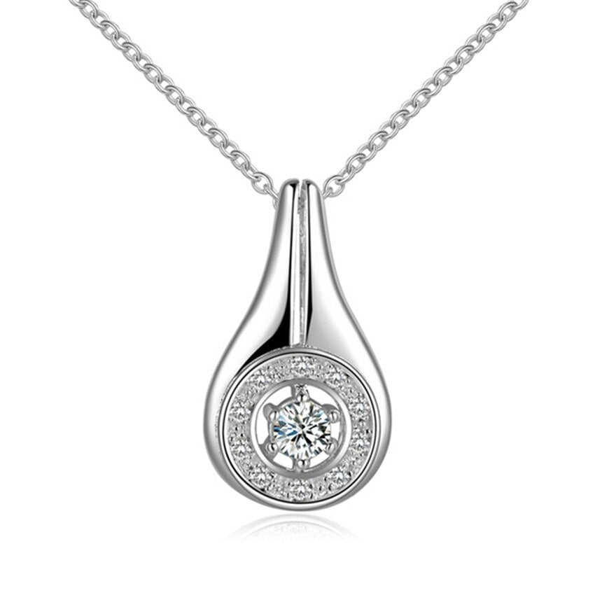Original designer 925 Stamped silver crystal water drops pendant necklace for woman Party wedding engagement Jewelry