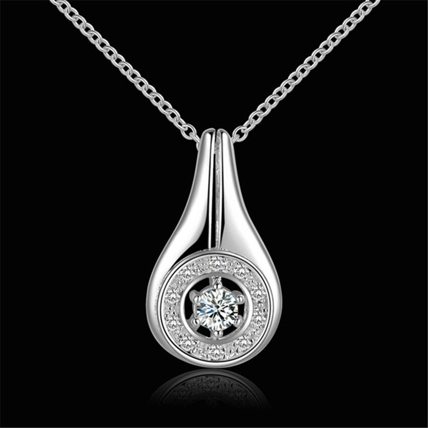 Original designer 925 Stamped silver crystal water drops pendant necklace for woman Party wedding engagement Jewelry