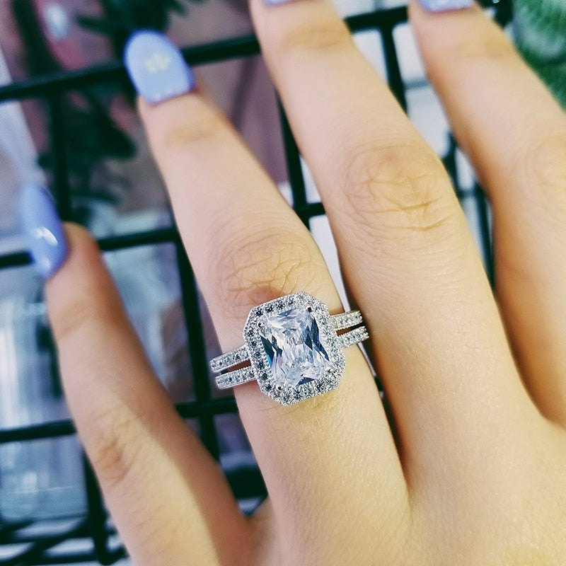 Original solid real New Arrival solid 925 Sterling Silver Wedding Engagement Ring for Women finger   jewelry R4367