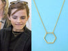 Outline Cutout Geometric Hexagon Simple Polygon Polygonal Female Wedding Lucky charm Necklace Pendant Jewelry