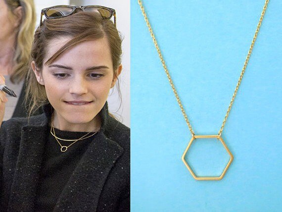 Outline Cutout Geometric Hexagon Simple Polygon Polygonal Female Wedding Lucky charm Necklace Pendant Jewelry