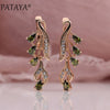 328 Anniversary 585 Rose Gold Multicolor Water Drop Natural Zircon Wedding Party Fine Jewelry Women Long Dangle Earrings