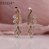 328 Anniversary 585 Rose Gold Multicolor Water Drop Natural Zircon Wedding Party Fine Jewelry Women Long Dangle Earrings