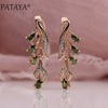 328 Anniversary 585 Rose Gold Multicolor Water Drop Natural Zircon Wedding Party Fine Jewelry Women Long Dangle Earrings