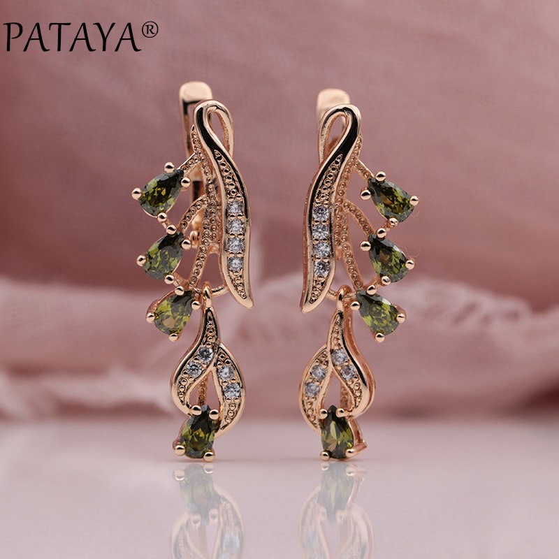 328 Anniversary 585 Rose Gold Multicolor Water Drop Natural Zircon Wedding Party Fine Jewelry Women Long Dangle Earrings