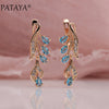 328 Anniversary 585 Rose Gold Multicolor Water Drop Natural Zircon Wedding Party Fine Jewelry Women Long Dangle Earrings