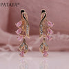 328 Anniversary 585 Rose Gold Multicolor Water Drop Natural Zircon Wedding Party Fine Jewelry Women Long Dangle Earrings