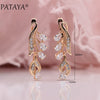 328 Anniversary 585 Rose Gold Multicolor Water Drop Natural Zircon Wedding Party Fine Jewelry Women Long Dangle Earrings