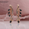 328 Anniversary 585 Rose Gold Multicolor Water Drop Natural Zircon Wedding Party Fine Jewelry Women Long Dangle Earrings