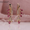 328 Anniversary 585 Rose Gold Multicolor Water Drop Natural Zircon Wedding Party Fine Jewelry Women Long Dangle Earrings