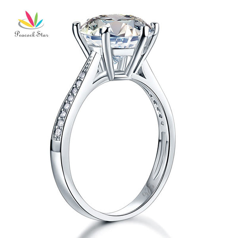 Solid 925 Sterling Silver Wedding Anniversary Engagement Ring 3 Carat Jewelry CFR8209