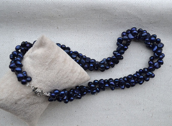 Pearl Necklace Luck Jewelry Store Wedding Twisted Necklace 6-7mm Navy Baroque Freshwater Pearl Jewelry Women Gift