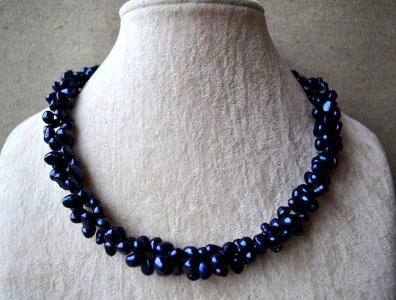 Pearl Necklace Luck Jewelry Store Wedding Twisted Necklace 6-7mm Navy Baroque Freshwater Pearl Jewelry Women Gift