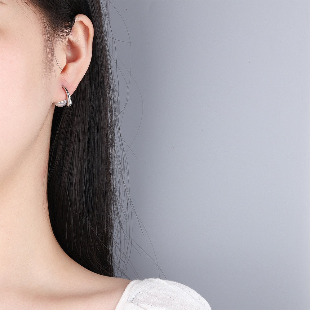 Pearl Stud Earrings For Women 925 Stamp Silver Color Wedding Party  Jewelry 2022 Trend Accessories Christmas