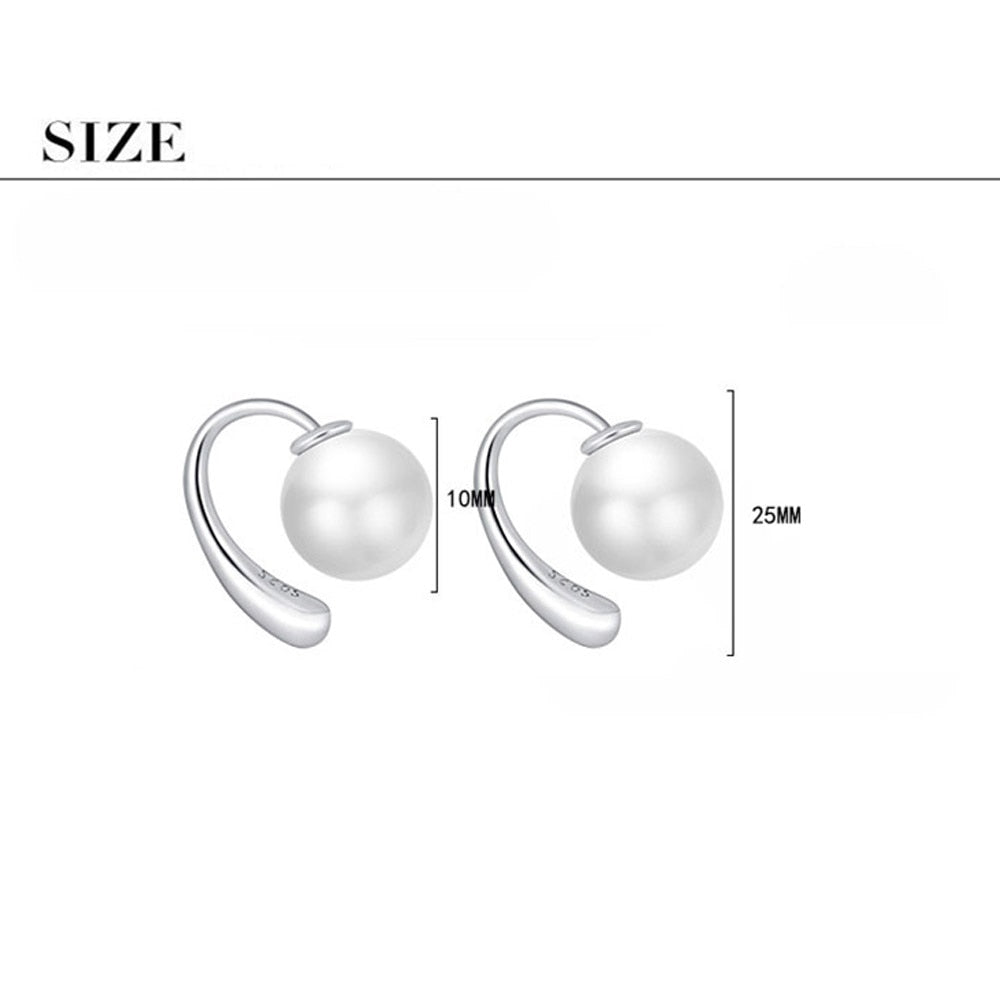 Pearl Stud Earrings For Women 925 Stamp Silver Color Wedding Party  Jewelry 2022 Trend Accessories Christmas