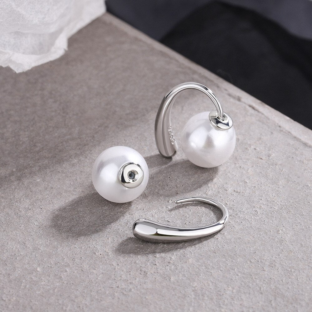 Pearl Stud Earrings For Women 925 Stamp Silver Color Wedding Party  Jewelry 2022 Trend Accessories Christmas