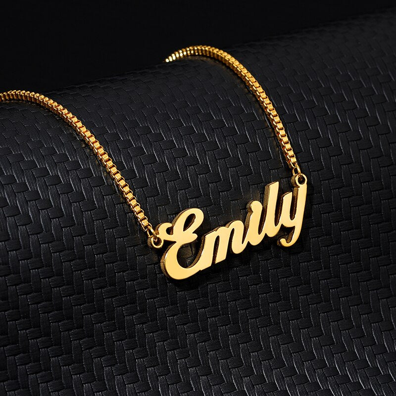 Personalized Name Necklace Box Chain Collier Bijoux Stainless Steel Custom Name Necklaces Pendents Women Men Patry Birthday Gift