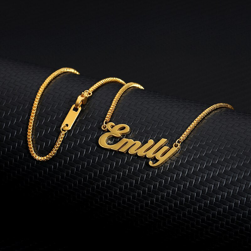 Personalized Name Necklace Box Chain Collier Bijoux Stainless Steel Custom Name Necklaces Pendents Women Men Patry Birthday Gift