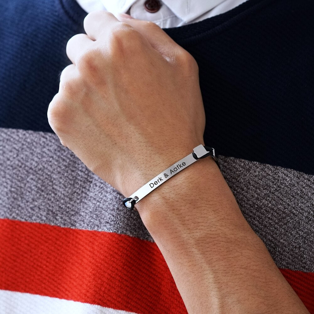 Personalized silicone bracelet for man  Durable Waterproof Alert ID Bracelets - Men's bracelet customized message gift for him