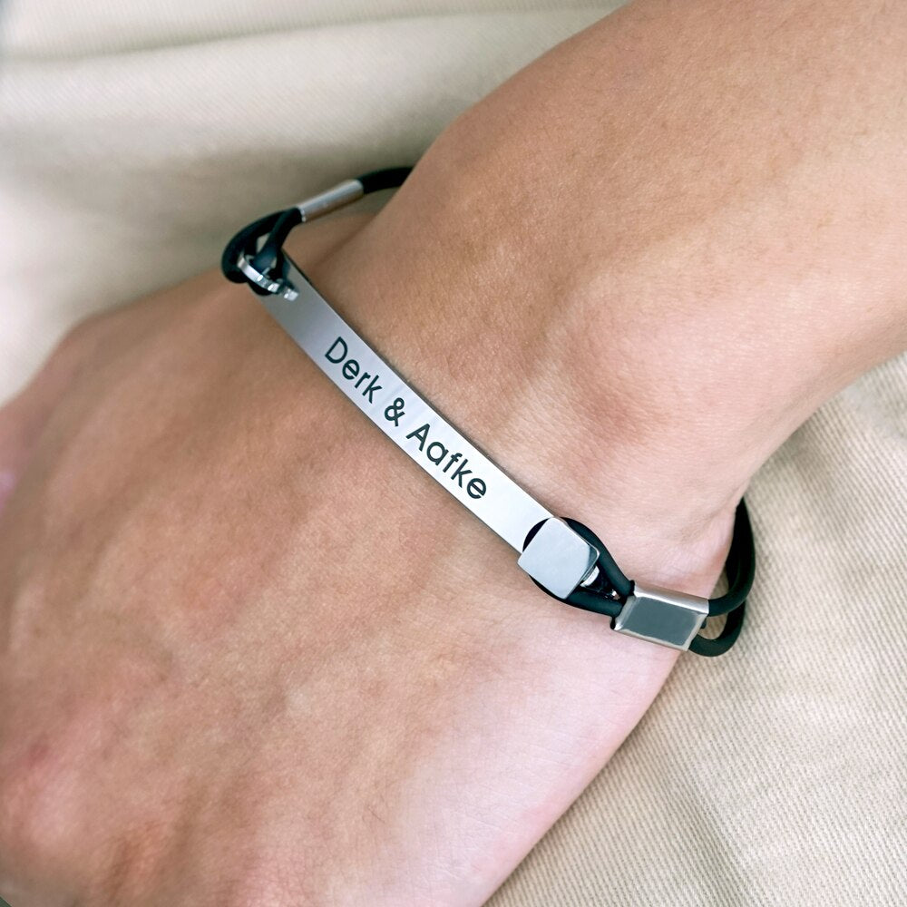 Personalized silicone bracelet for man  Durable Waterproof Alert ID Bracelets - Men's bracelet customized message gift for him