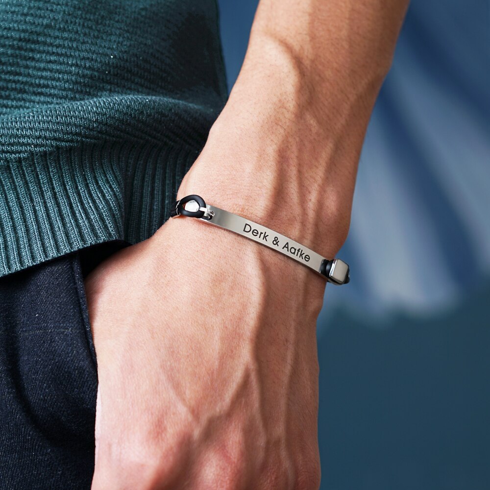 Personalized silicone bracelet for man  Durable Waterproof Alert ID Bracelets - Men's bracelet customized message gift for him