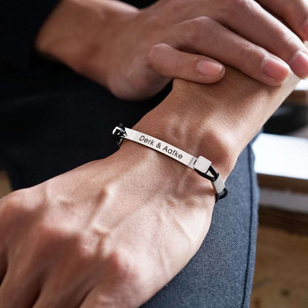 Personalized silicone bracelet for man  Durable Waterproof Alert ID Bracelets - Men's bracelet customized message gift for him