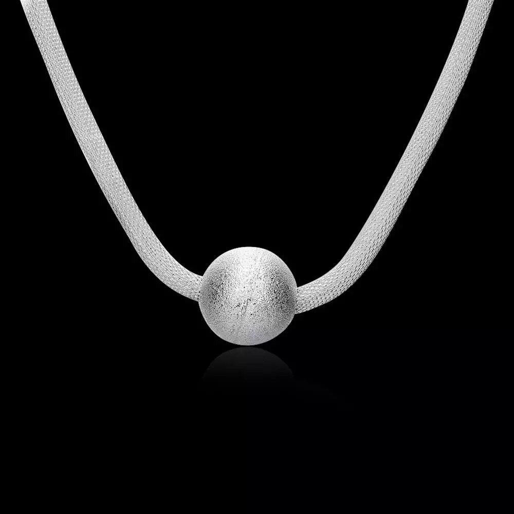 Popular brands 925 Stamped Silver Frosted large beads Pendant Necklace For Women Wedding party Jewelry Christmas gifts