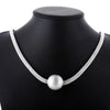 Popular brands 925 Stamped Silver Frosted large beads Pendant Necklace For Women Wedding party Jewelry Christmas gifts
