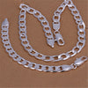 Popular brands 925 sterling Silver classic 10mm Geometric chain bracelet necklace for Men's woman Jewelry set Party gift
