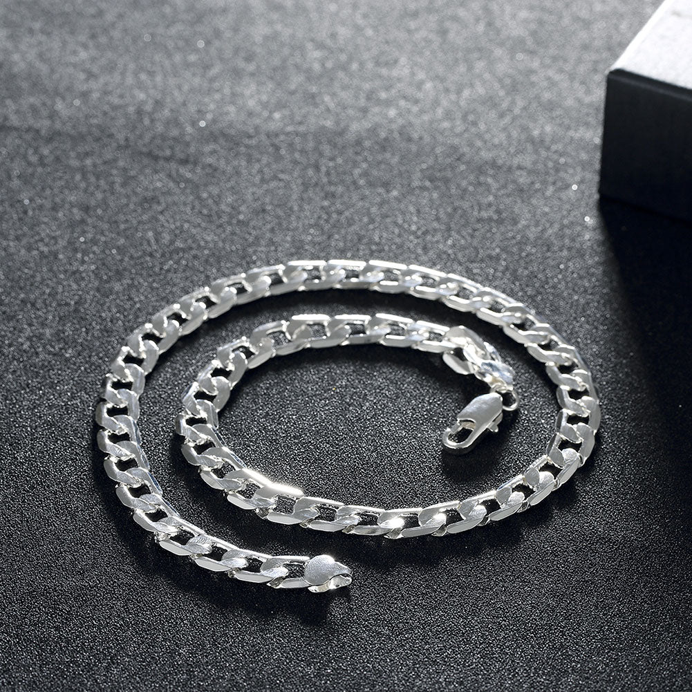Popular brands 925 sterling Silver classic 10mm Geometric chain bracelet necklace for Men's woman Jewelry set Party gift