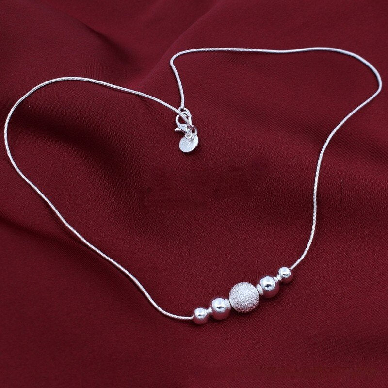 Pretty 925 Stamped Silver Classic Lucky beads Pendant Necklace For Women Wedding party noble Jewelry Holiday gifts