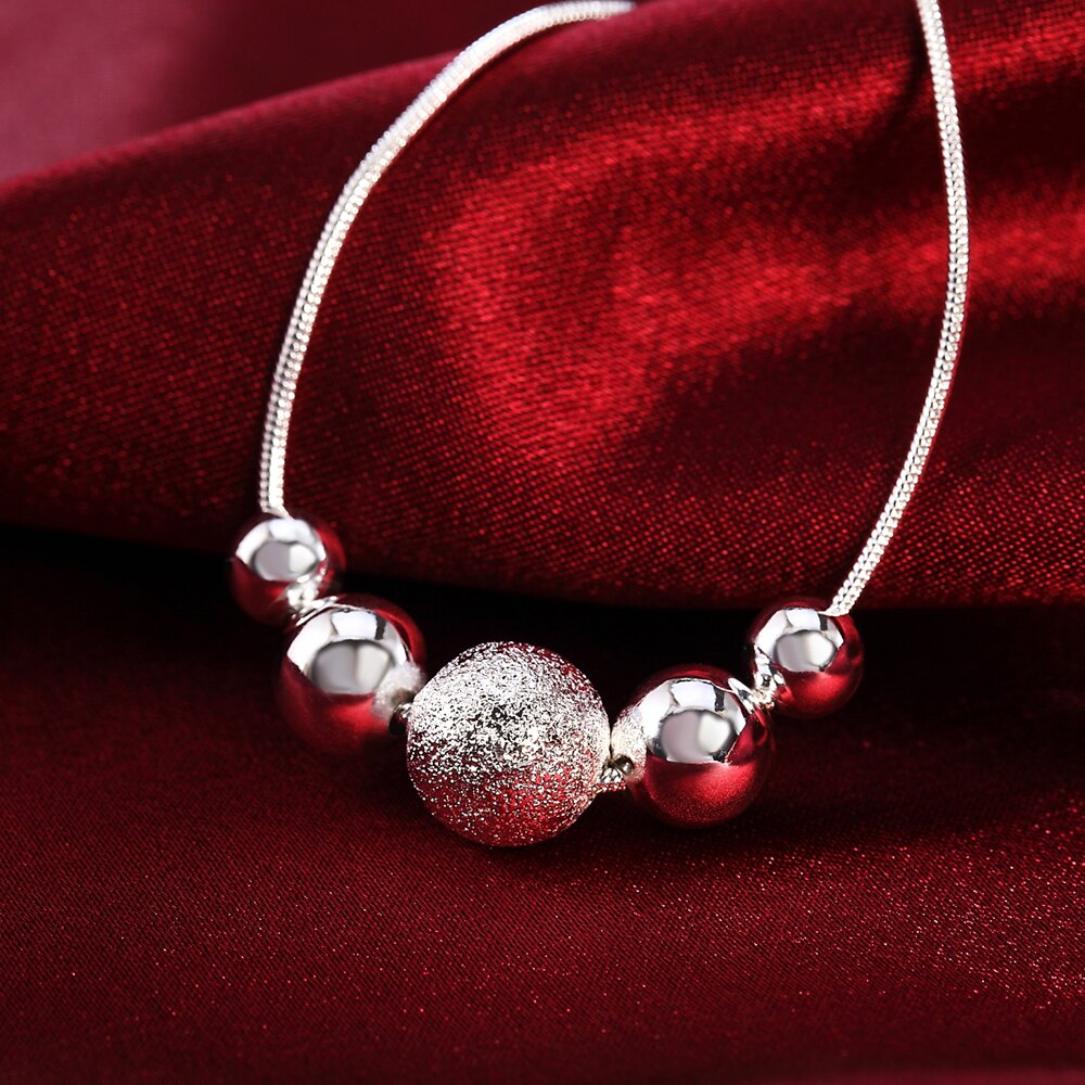 Pretty 925 Stamped Silver Classic Lucky beads Pendant Necklace For Women Wedding party noble Jewelry Holiday gifts