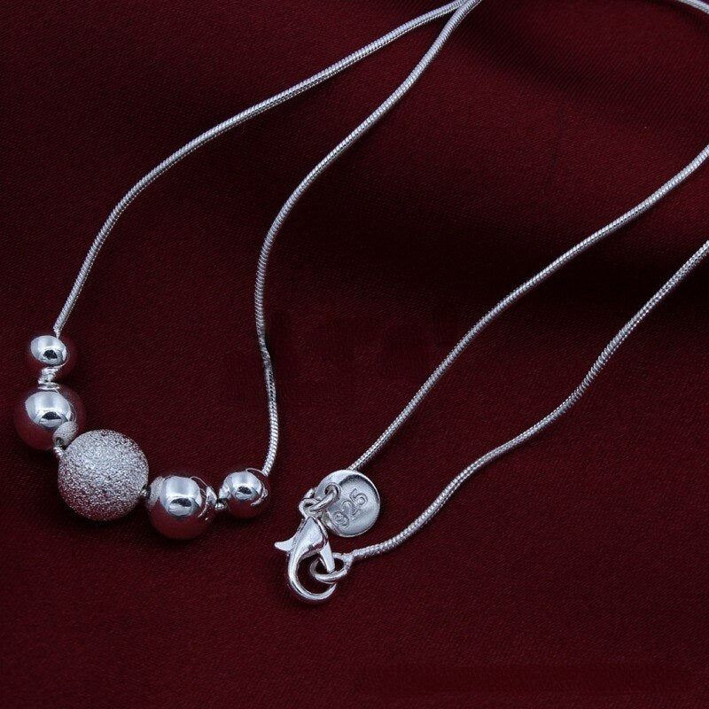 Pretty 925 Stamped Silver Classic Lucky beads Pendant Necklace For Women Wedding party noble Jewelry Holiday gifts