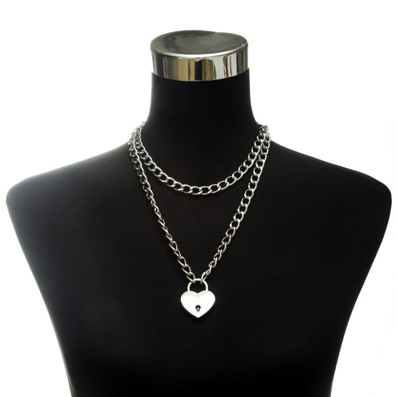 Punk Chain Necklace With Lock Women 90s  Egirl Padlock Pendants Gothic Emo Grunge Aesthetic Accessories Jewelry On The Neck