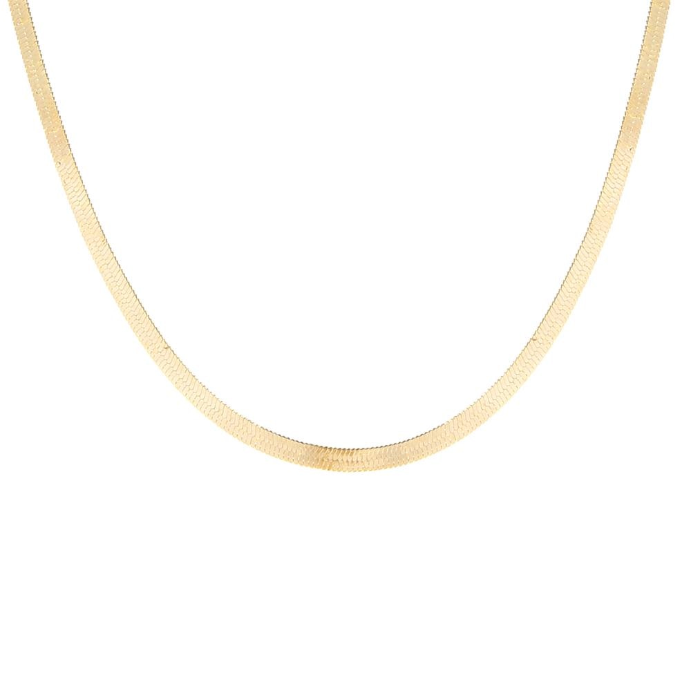 Punk Gold Flat Blade Chain Collar Choker Necklace Women Sexy Snake Chain Jewelry Gift
