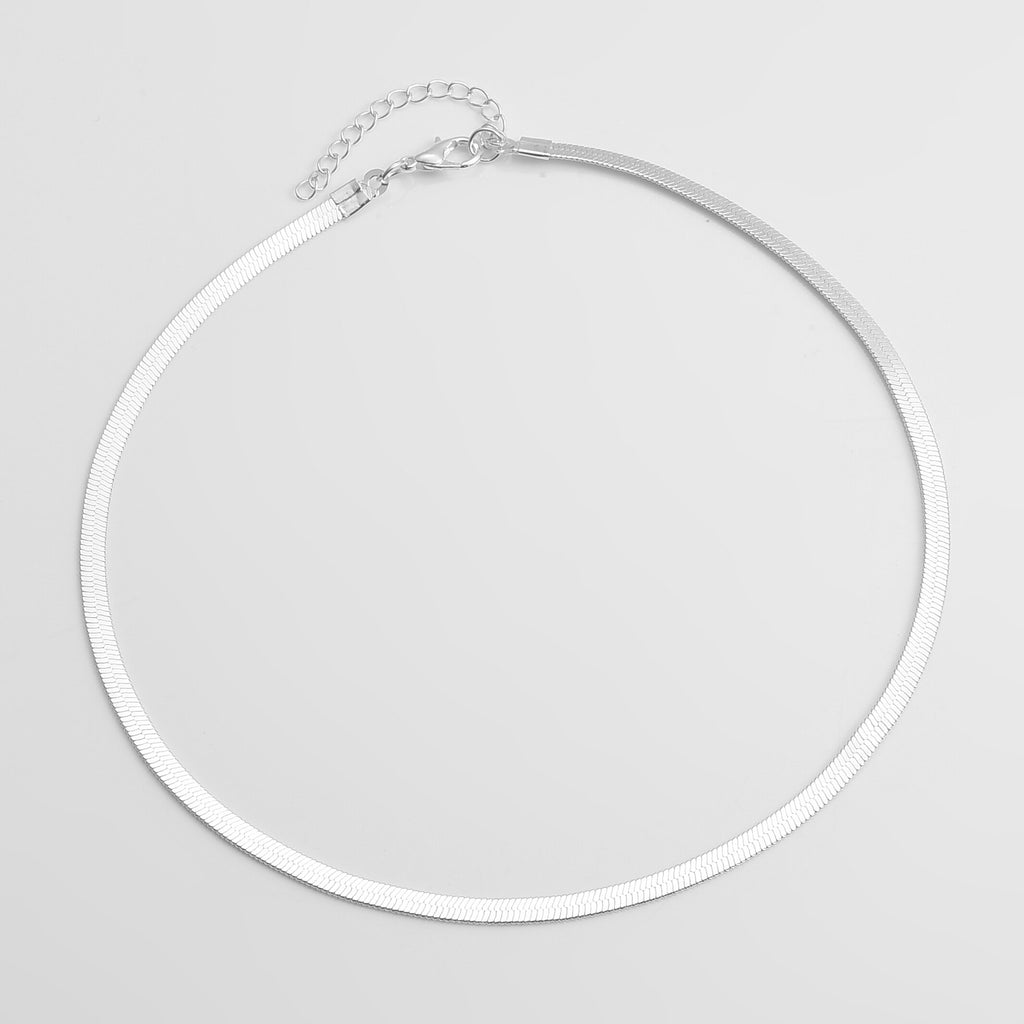 Punk Gold Flat Blade Chain Collar Choker Necklace Women Sexy Snake Chain Jewelry Gift