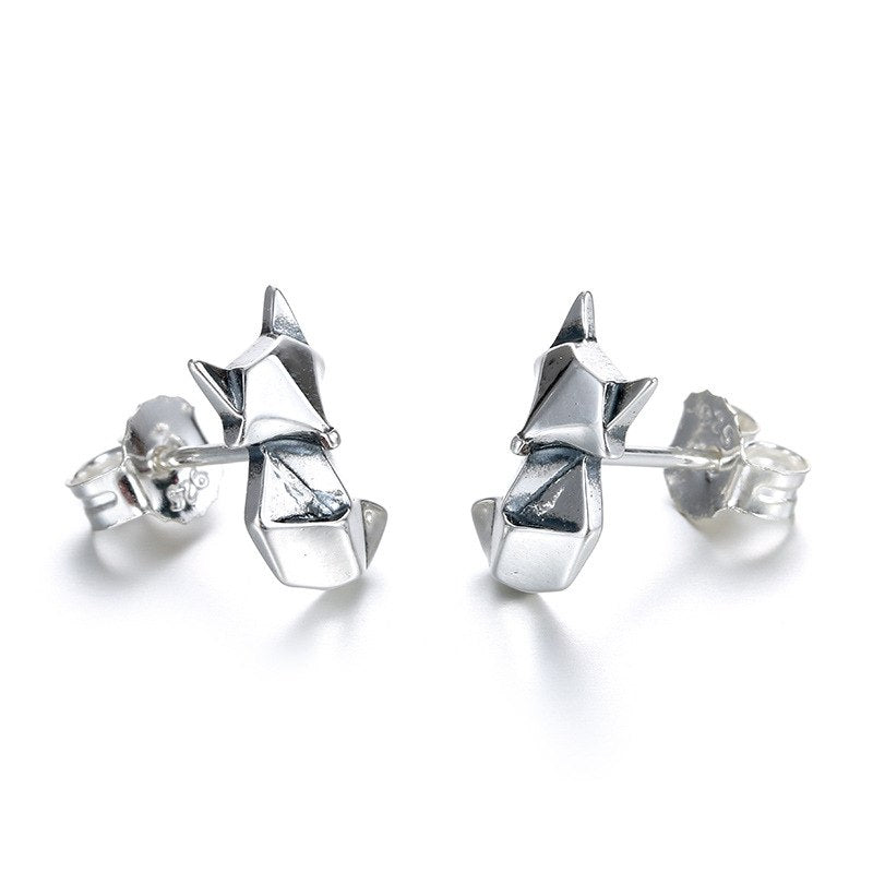 Pure 925 Sterling Silver Stud Earrings For Women Fox Shape Lovely &Cute Style Simple Personality Fashion Jewelry Hot Sale