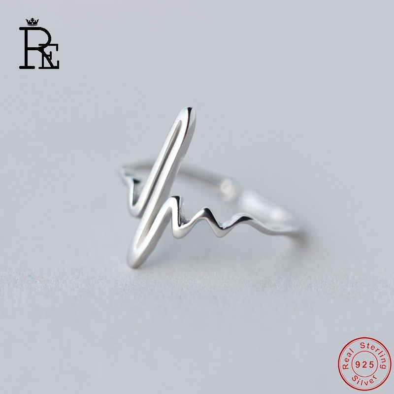 RE 100% Real 925 Sterling Silver Ring Resizable EEG Wedding Engagement Finger Knuckle Rings for Women Female
