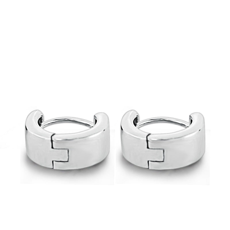 Sterling Silver Black&White Hoop Earrings High-end Fine Jewelry Korean Chic Style Clasp Earrings Unisex For Men&Women