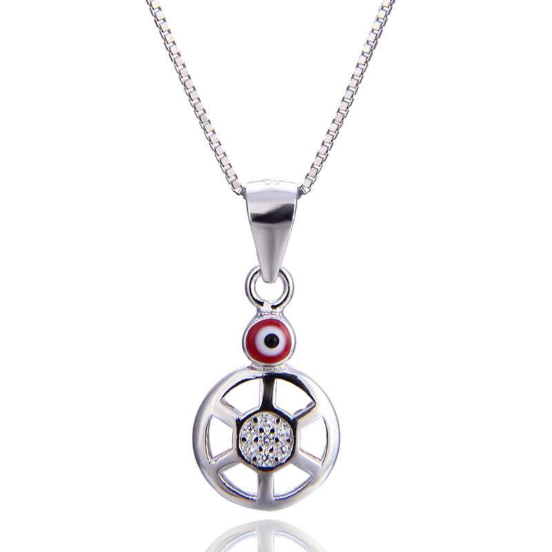 Brand Women Silver Necklace 925 Fine Jewelry Fashion Simple Enamel Round Pendant Necklace With Box Dropshipping