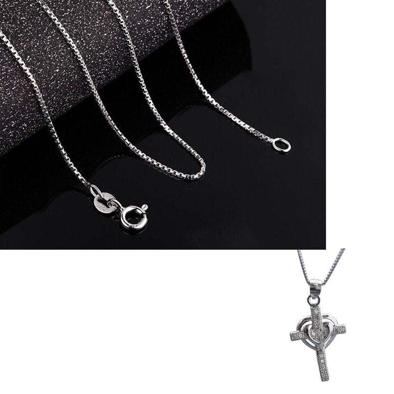 Retro Heart Love Cross Necklace Pendant High Quality Fashion Charms Crosses Silver Sterling Jewelry For Women Best Wish