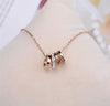 Roman Numerals Titanium Steel Women's Necklace Colorless Rose Gold Three Circle Crystal Zircon Wedding Necklace